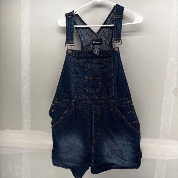 Vintage No Boundaries Denim Overall Shorts | Juniors XL | 90s Y2K - Picture 1 of 5